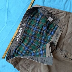 Old Navy Khaki Chinos with Plaid Lining